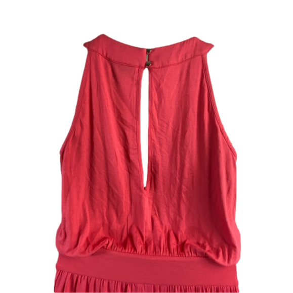 Ashley Stewart Geranium Pink Jewel Neckline with Keyhole MIDI Dress SKU0206 - Picture 5 of 7